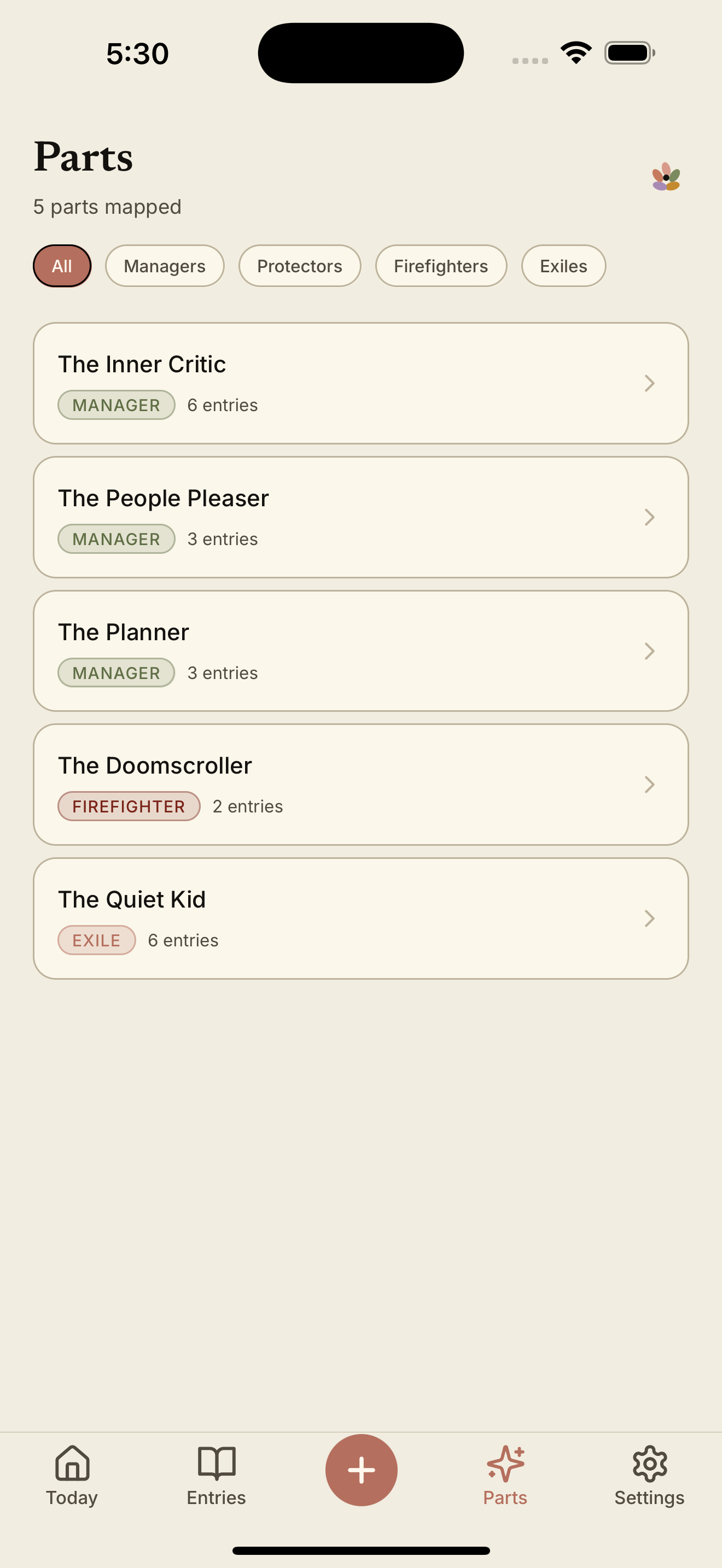 All My Parts iOS app, the parts library